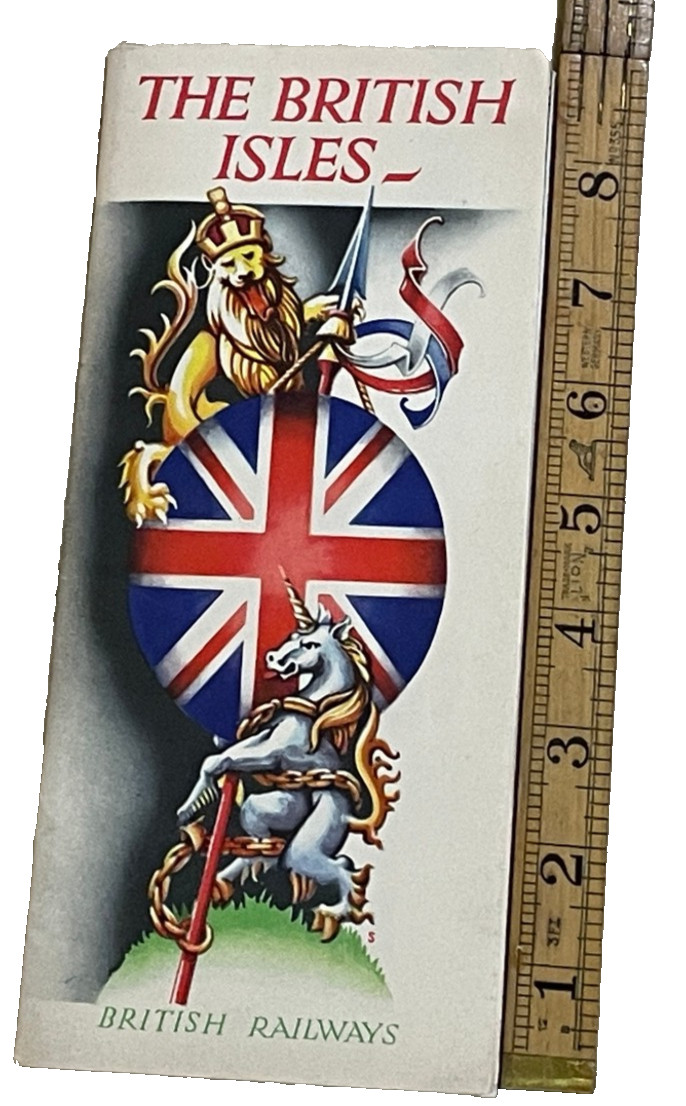 Vintage British Rail Map of the British Isles. Circa 1960s. Unfolded-24″ by 28″