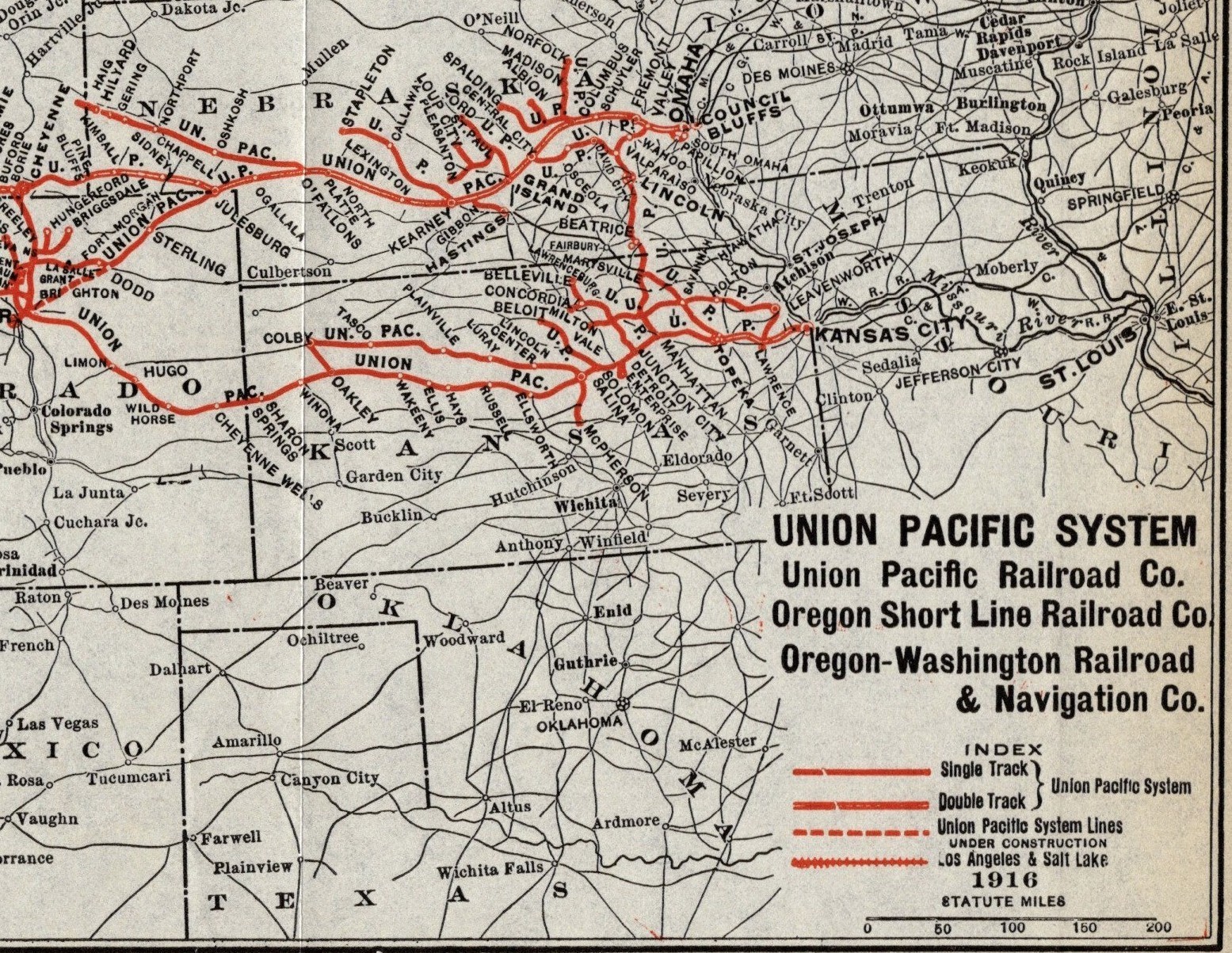 1916 Antique UNION PACIFIC RAILROAD Map Vintage Union Pacific Railway Map 3123
