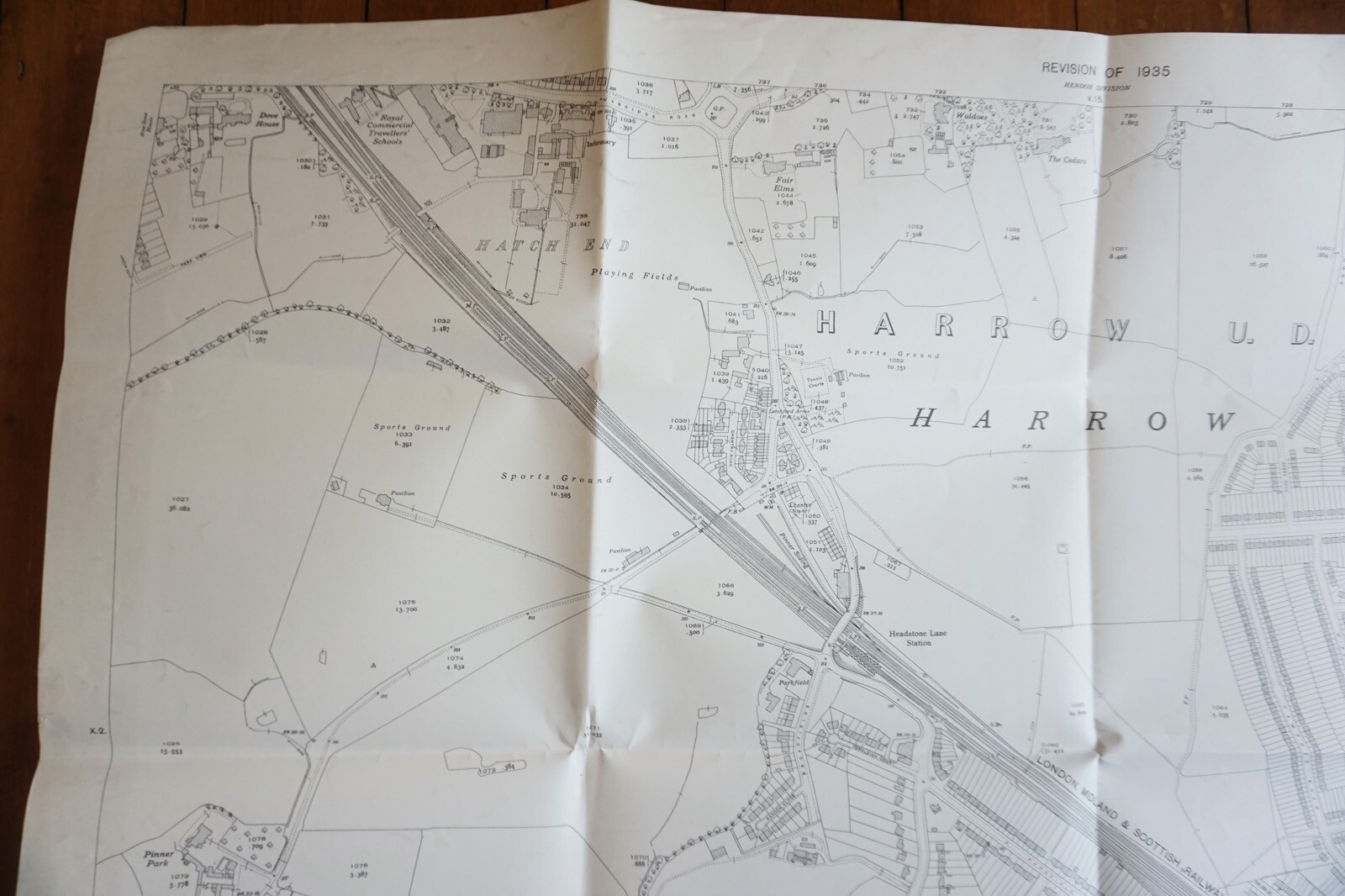 1936 Harrow Middlesex London LMS OS Railway Map