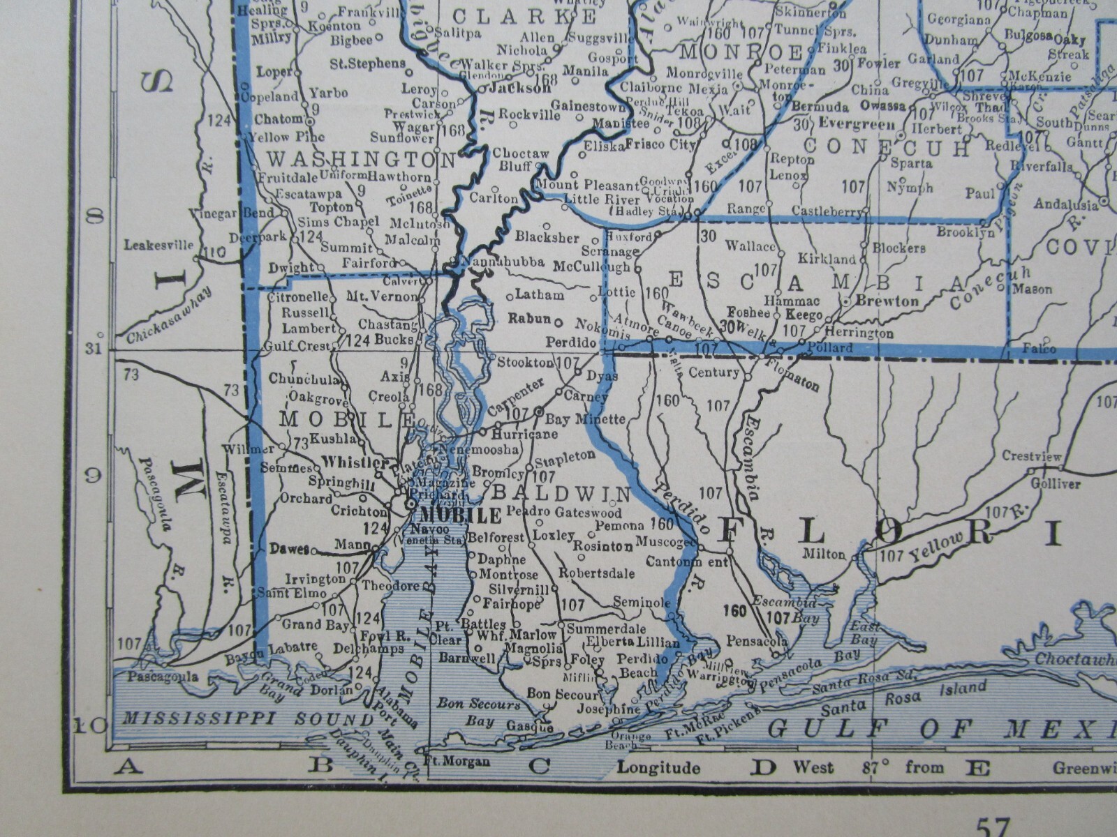 AZ AL GREAT DEPRESSION era 1931 ARIZONA RAILROAD Map NACOZARI RR or ALABAMA