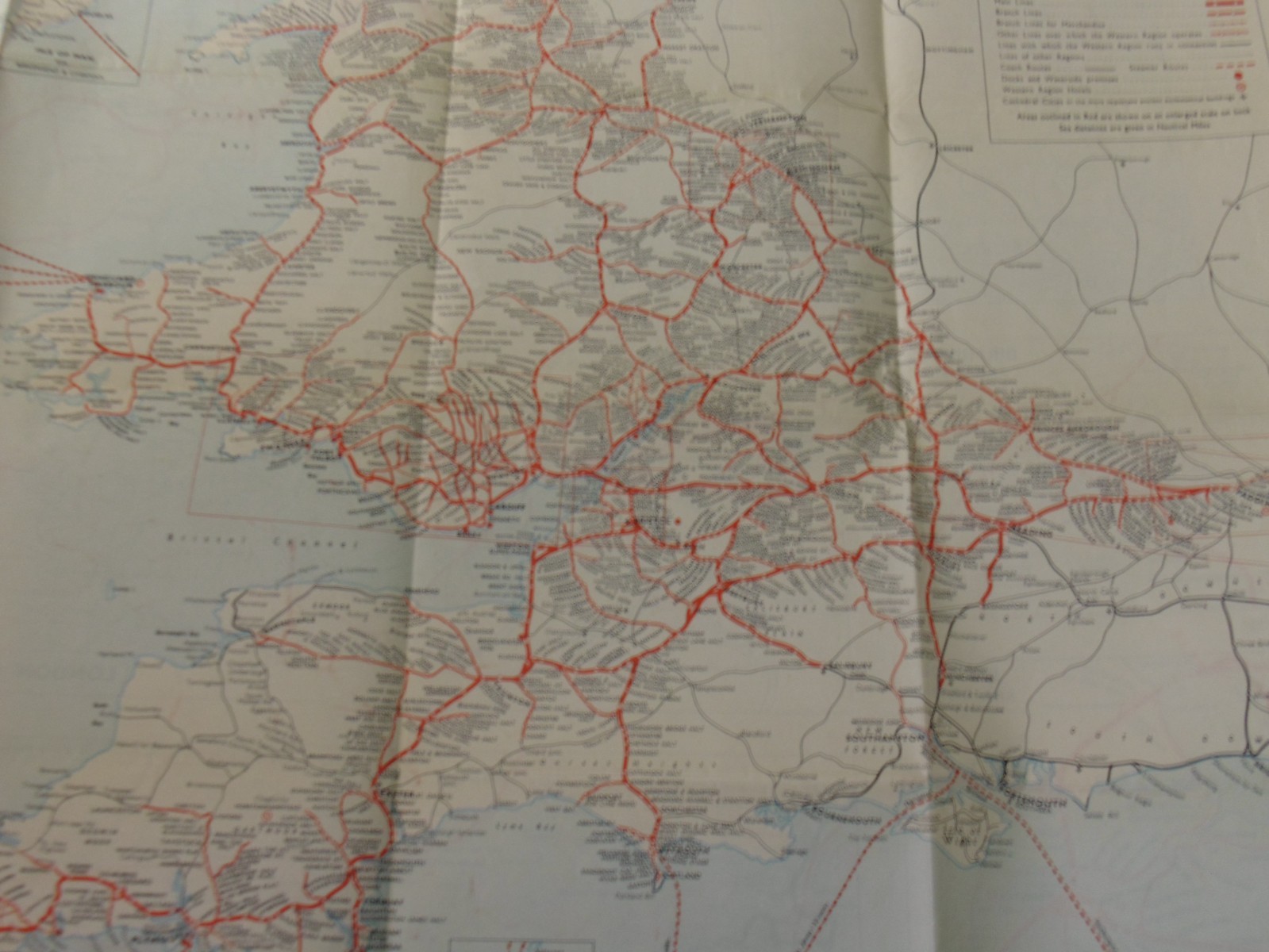 Large Double-Sided Railway Network Map, Western Region, British Railways, c1960s