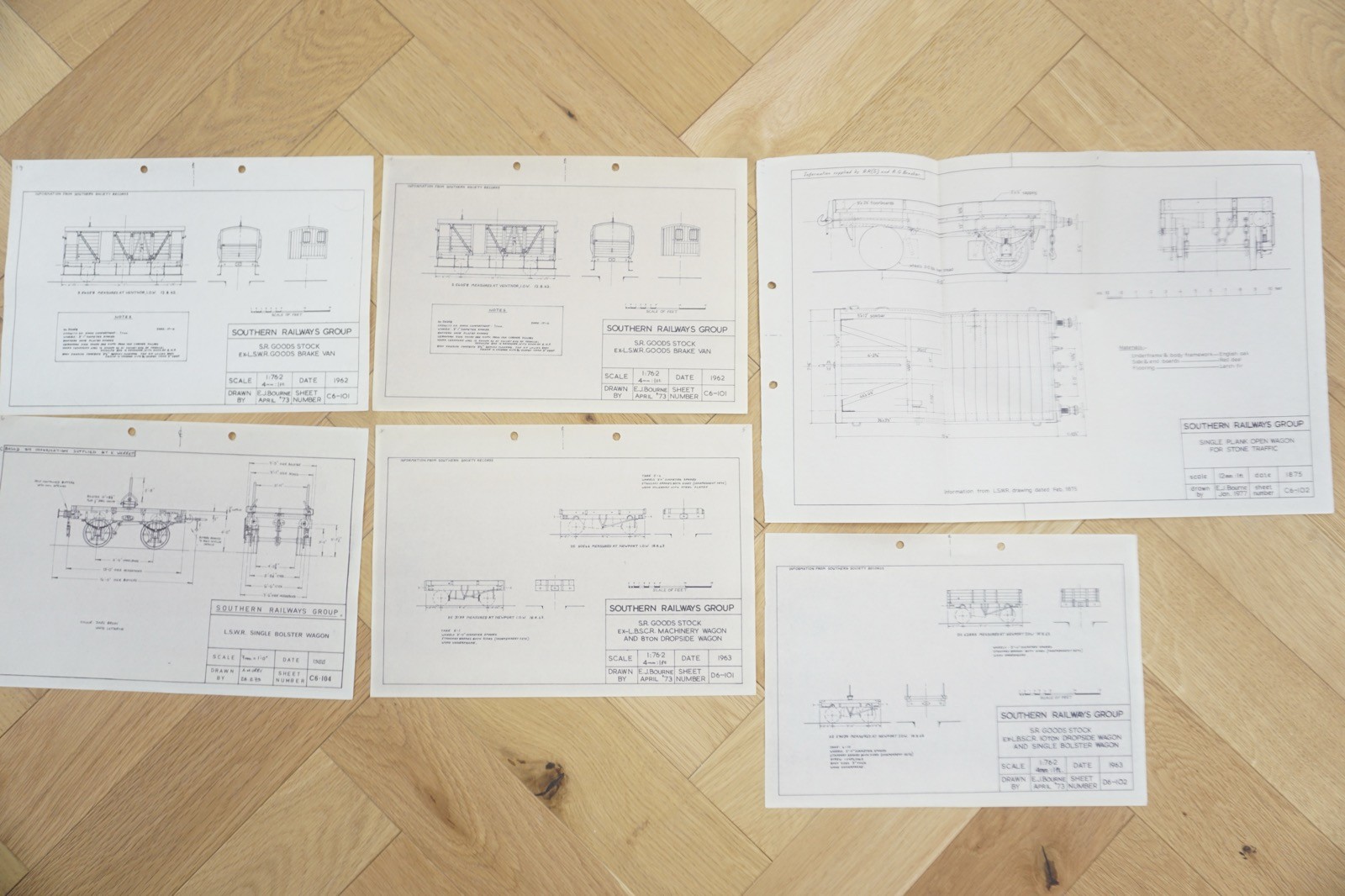 1960s Reprint Southern Region Railway Van & Wagon Diagrams x6