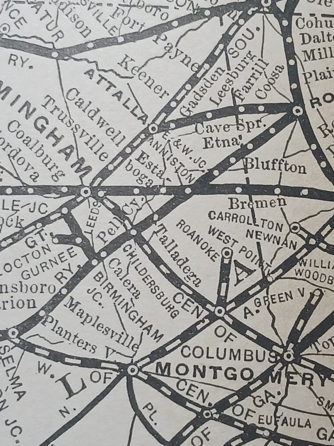 ~1898 ANTIQUE Railroad Map SOUTHERN RAILWAY SYSTEM Train Route All Lines 9″x11″