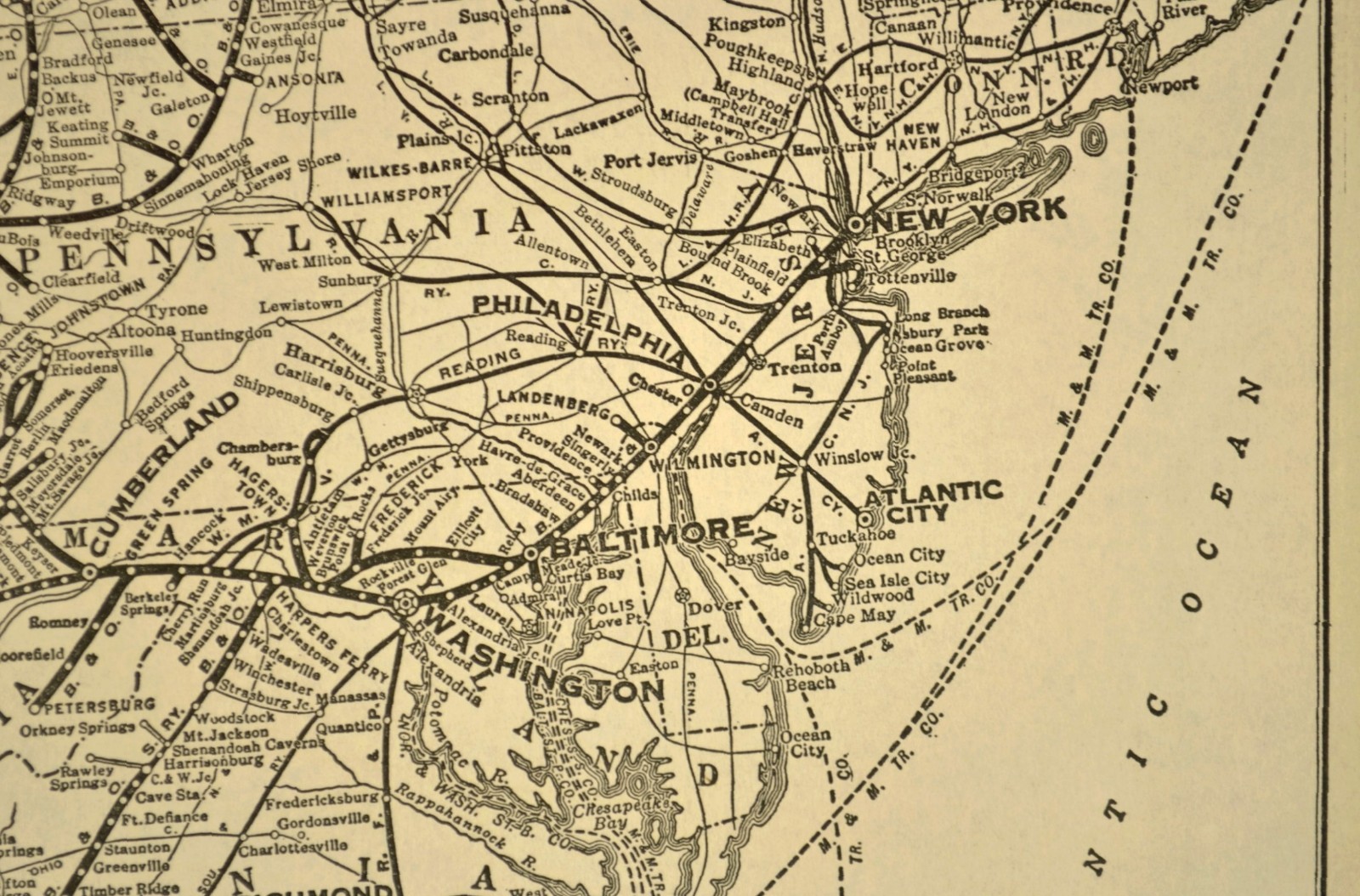 Vintage B & O Railroad Map Baltimore and Ohio RR ca 1940 Original East West