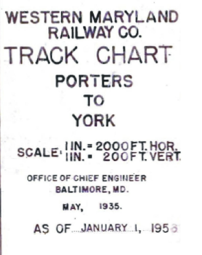 Western Maryland RR 1956 Porters to York York Branch Track Chart PDF Page on DVD