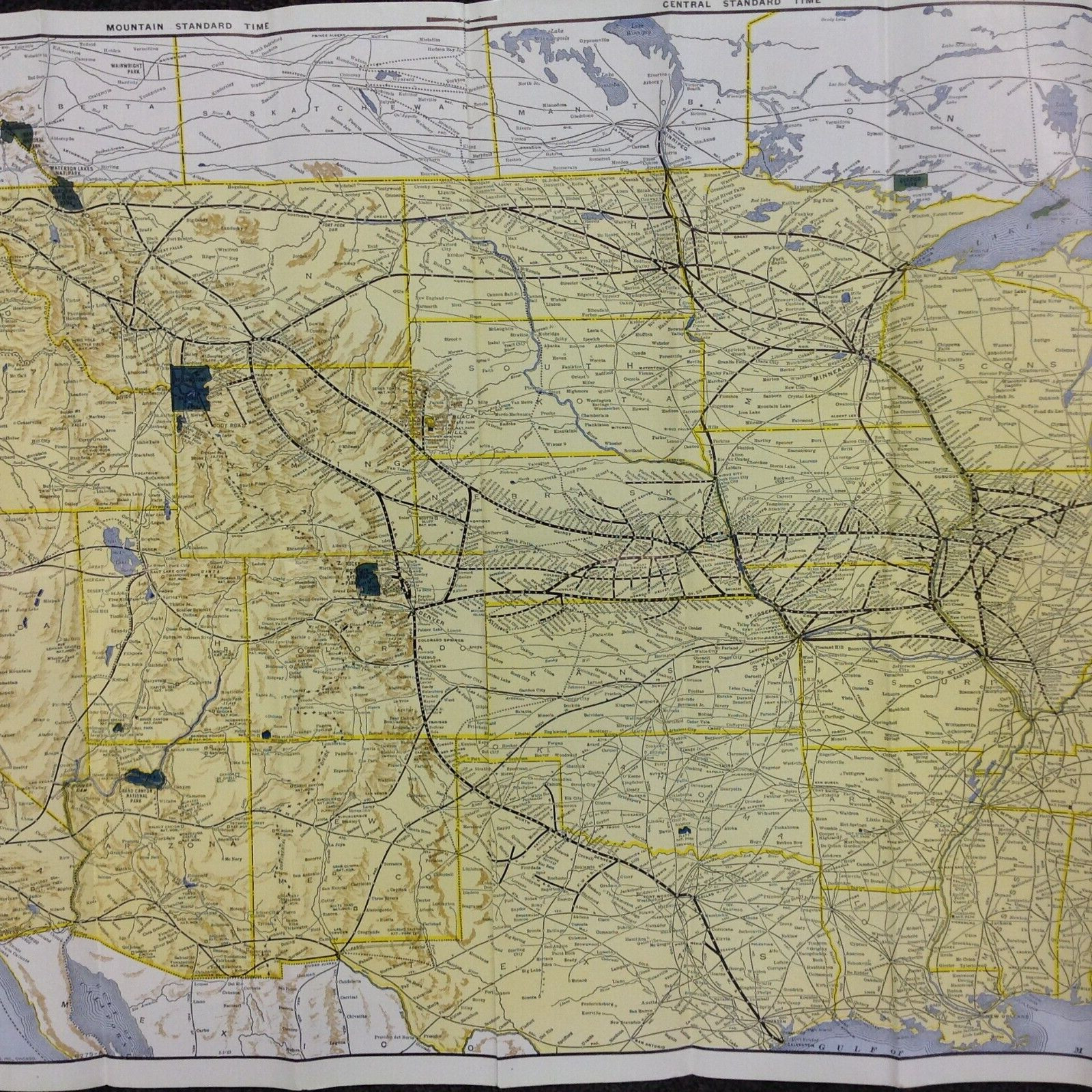Vtg 1953 Burlington Route United States Map Vacation Guide Way of the Zephyrs