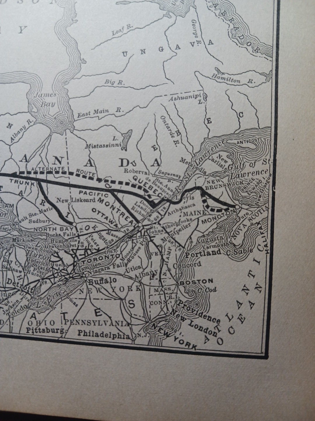 ~1906 Train Route Map GRAND TRUNK PACIFIC RAILWAY Canada Railroad & Connections
