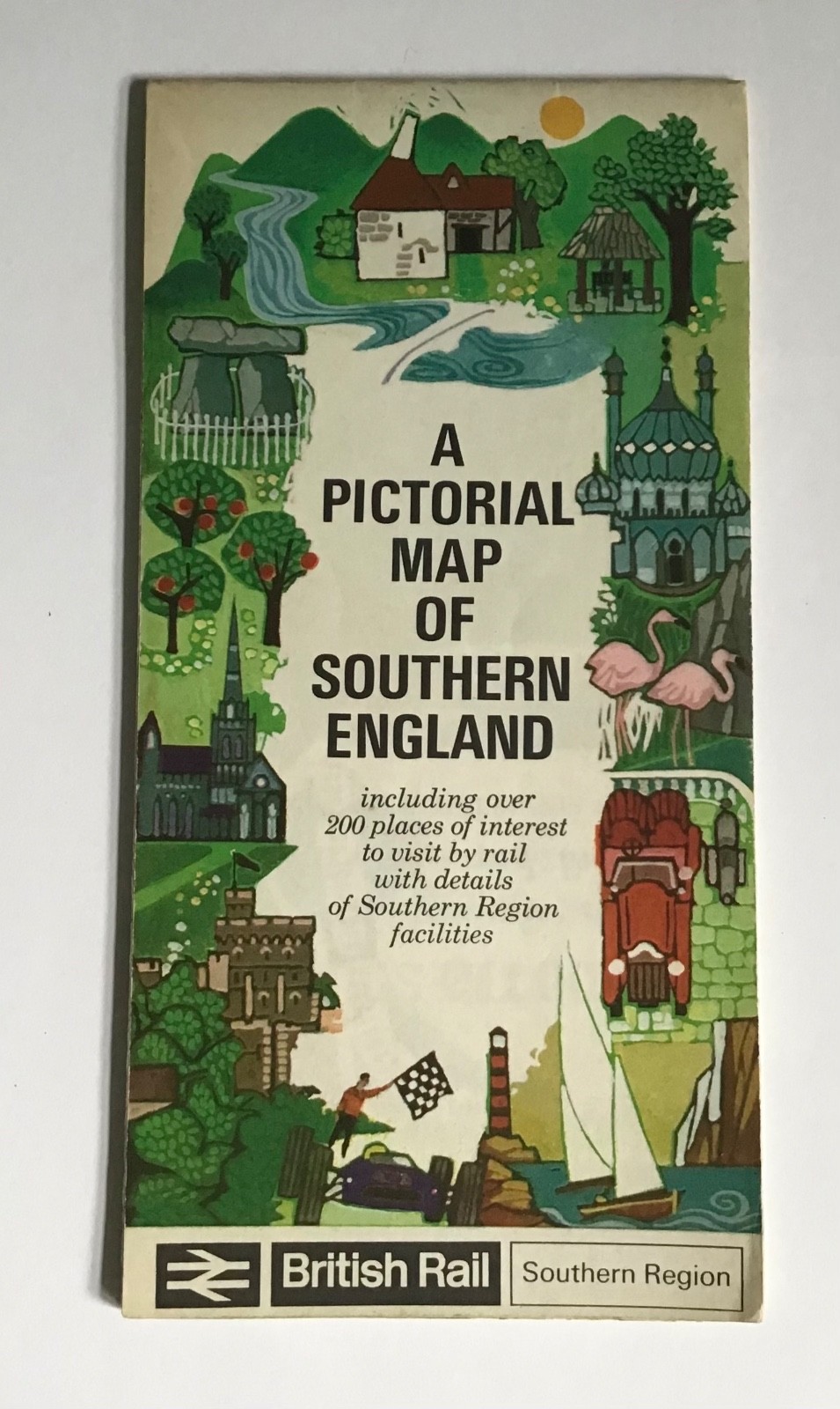 British Railway 1960s Pictorial Map Southern England Region