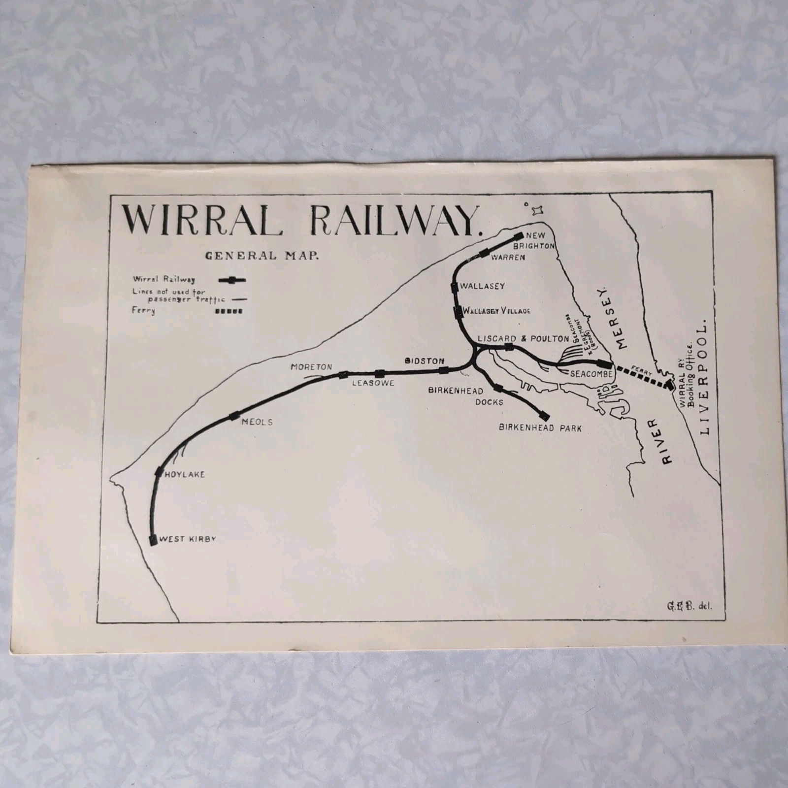Original 1910 Railway Map of Wirral Railway General Map