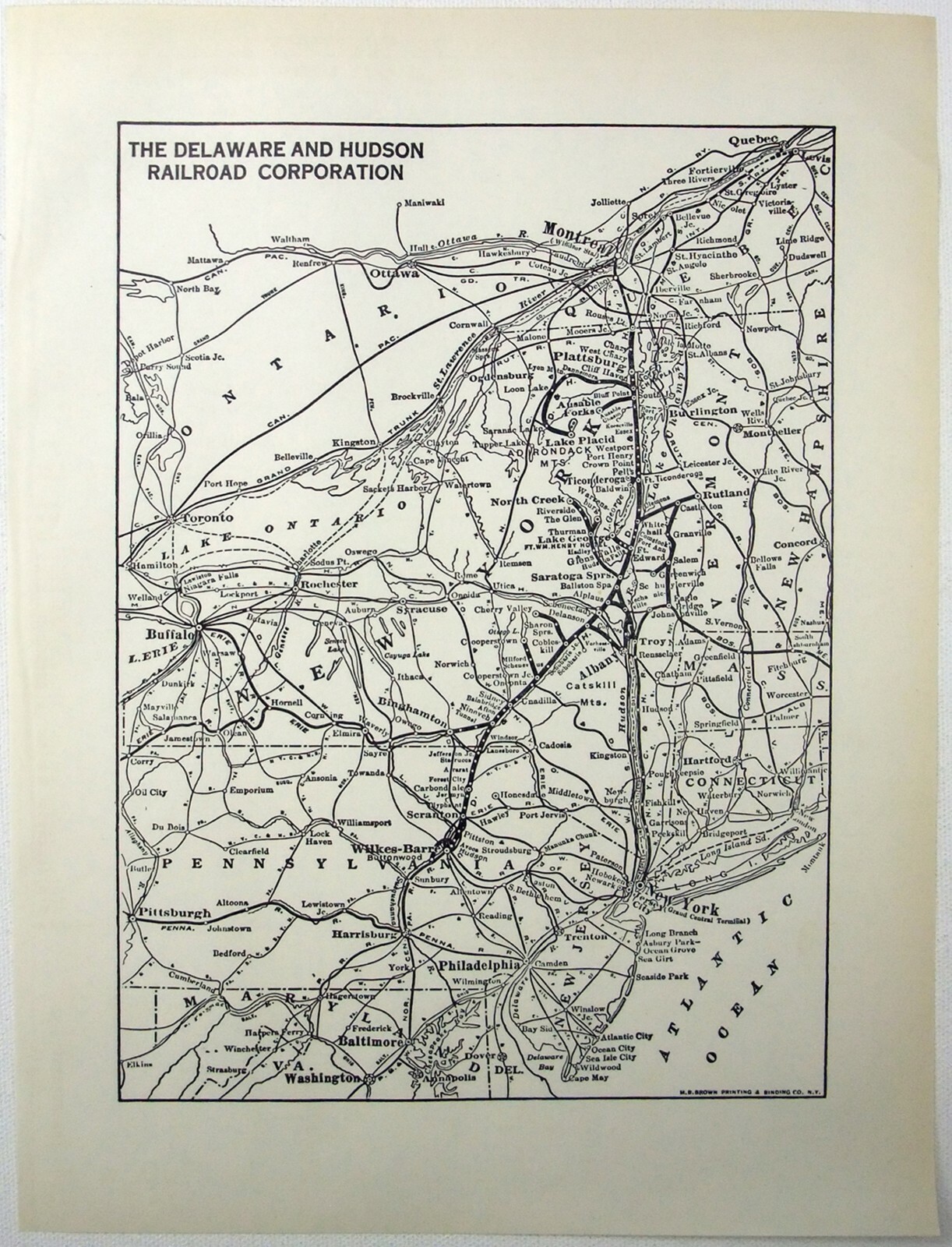 Delaware & Hudson Railroad – Original 1941 System Map. Railway