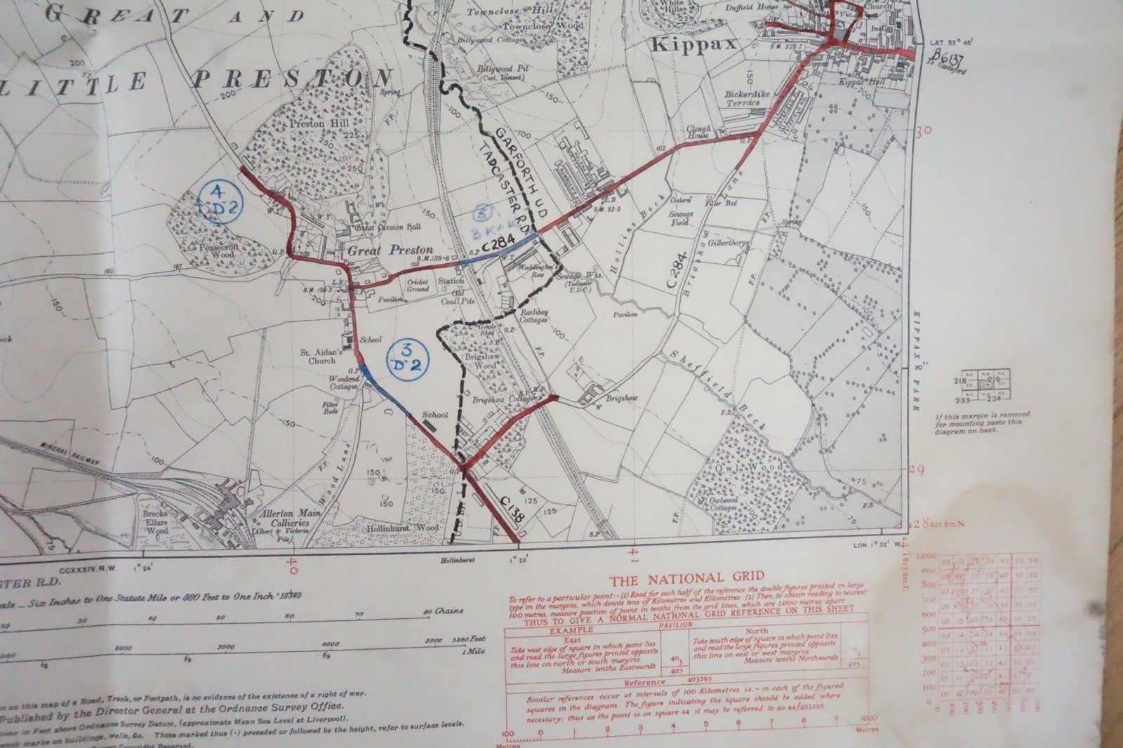 1938 Swillington Garforth Kippax Yorkshire LNER Railway OS Linen Map Ref 55 *