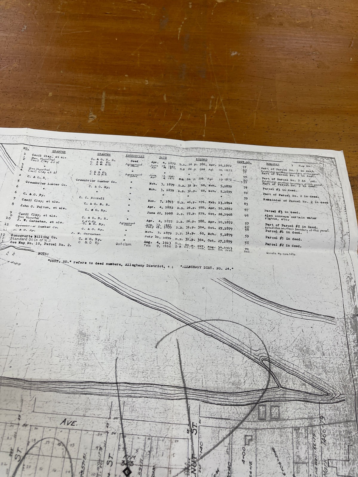 Chesapeake & Ohio Railway Valuation Map, Ronceverte, West Virginia WV 54×24 Inch