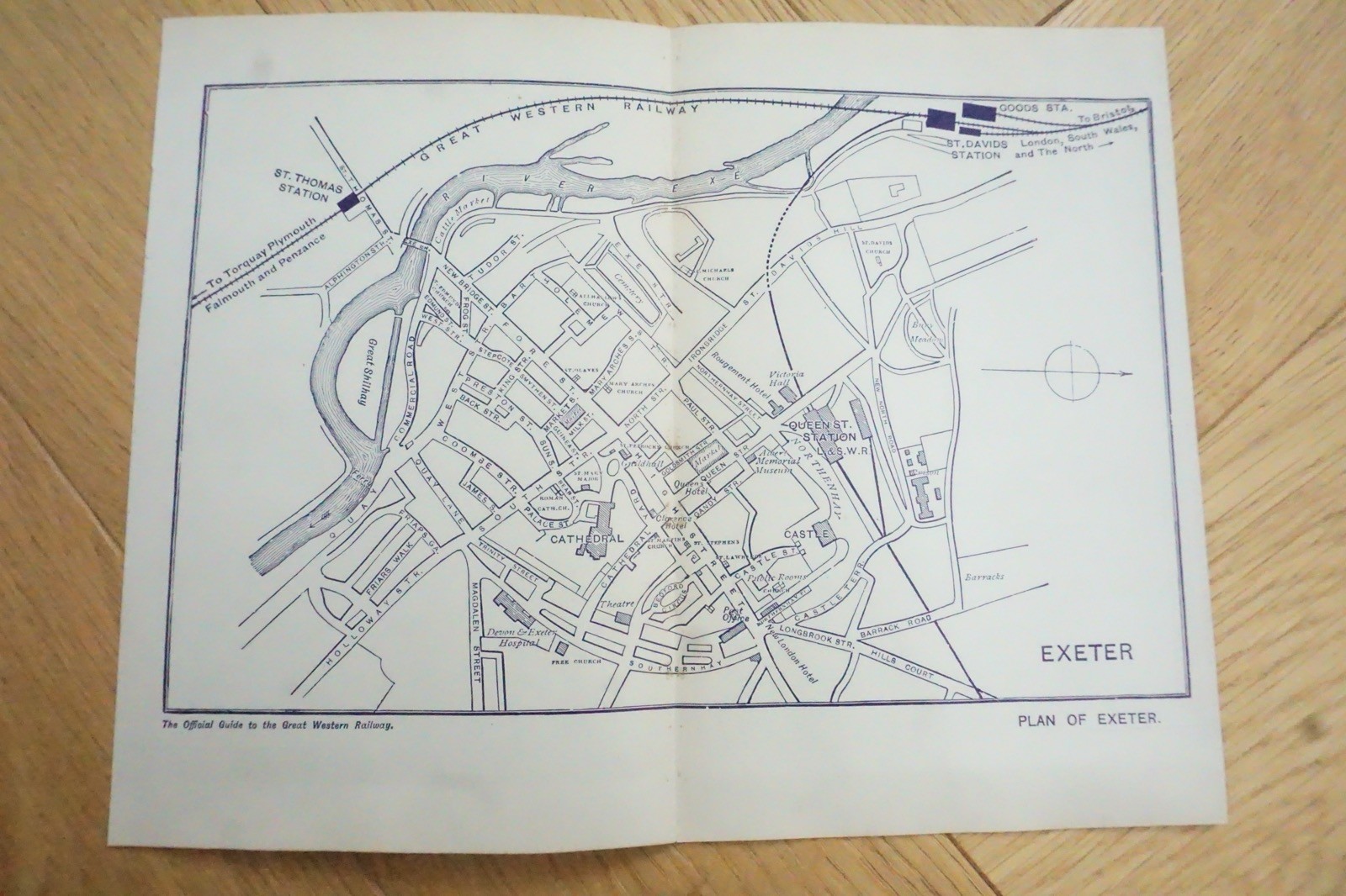 1913 GWR Exeter Original Railway Map