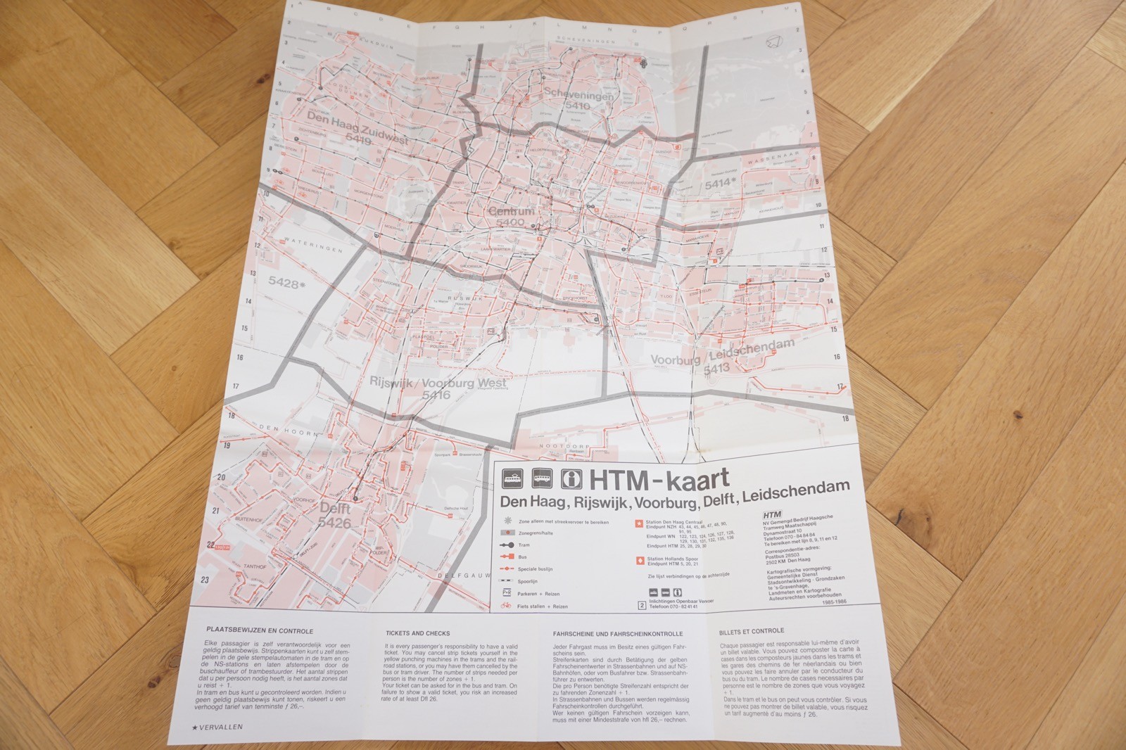 1985 HTM Netherlands Railway Bus Tram Route Map