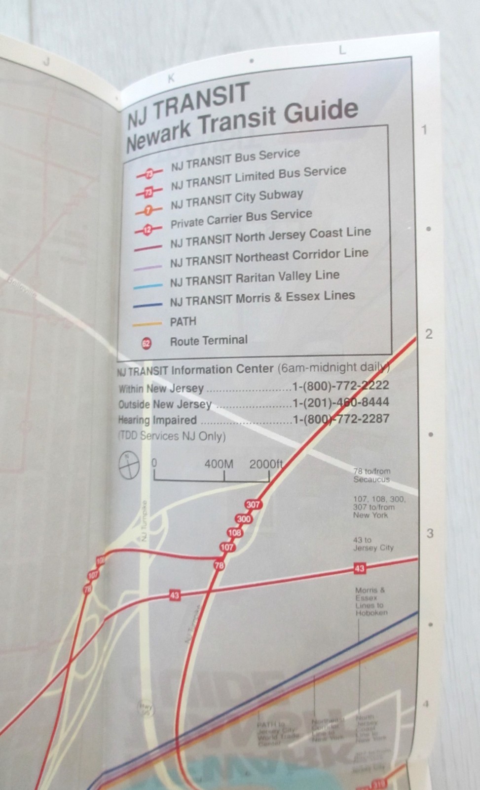 Vintage June 1990 New Jersey Transit NJT Newark Transit Guide Map NJ