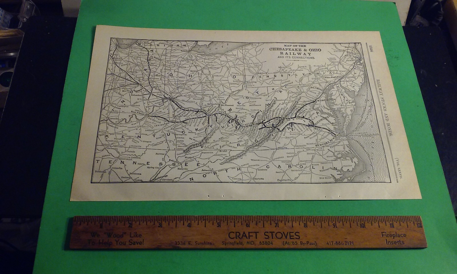 Rare 1903 Railroad Map of The CHESAPEAKE & OHIO Railway System &It’s Connections