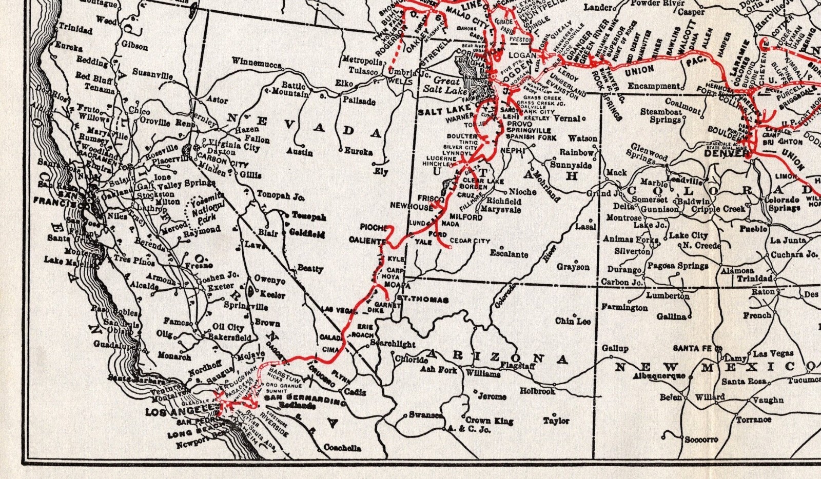 1925 Antique UNION PACIFIC RAILROAD Map Vintage Union Pacific Railway Map 1488