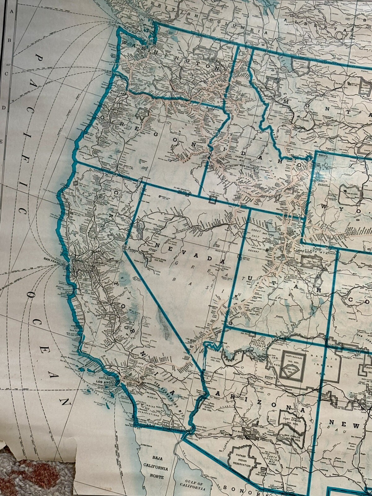 Vintage Map of Union Pacific Railroad United States