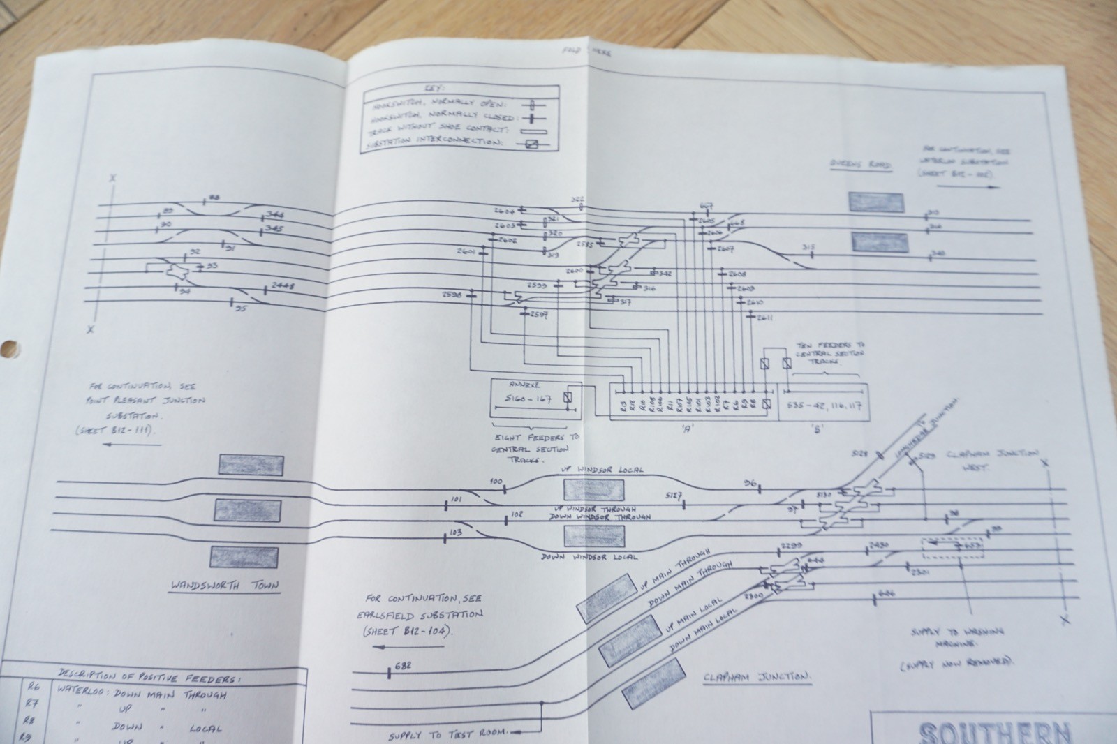 1958 / 1973 Queens Road Substation Railway Track Plan Map Southern Region