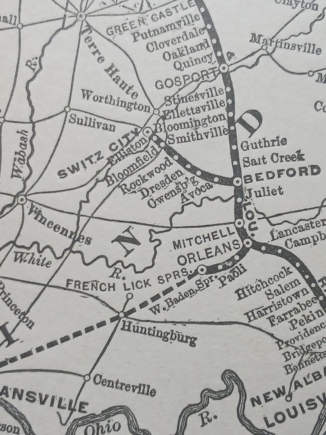 ~1898 Train Route Map CHICAGO INDIANAPOLIS & LOUISVILLE RAILWAY railroad station