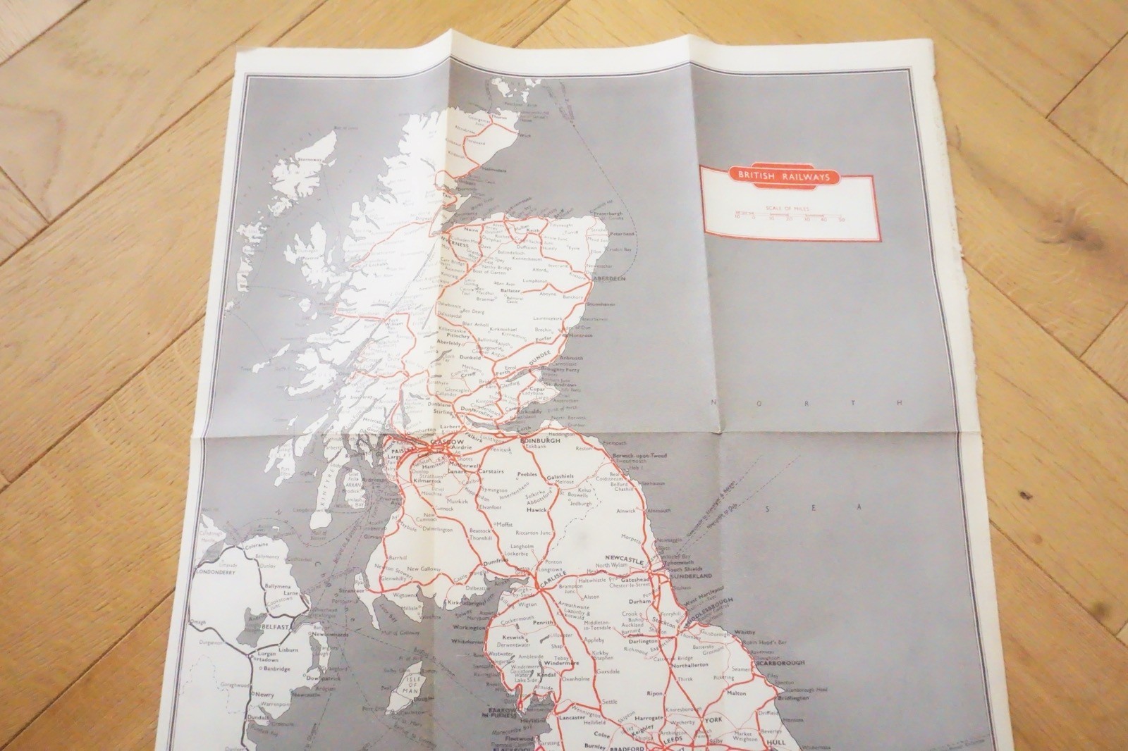 1960 British Rail North Eastern Region Passenger Network Railway Map VGC