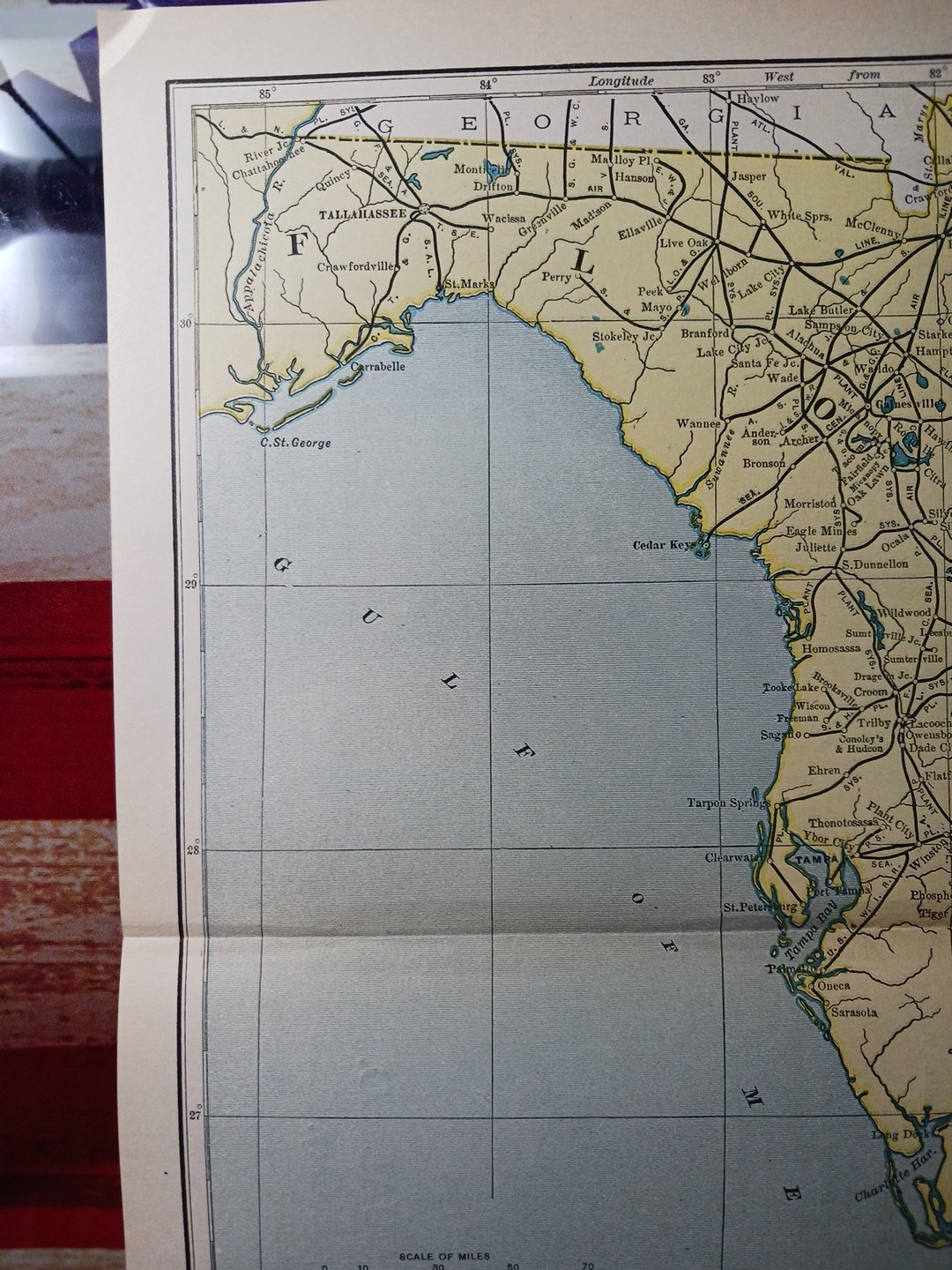 ~1904 Vintage Railroad Map FLORIDA all Lines Trains & Depots marked 11″x9″ Rare