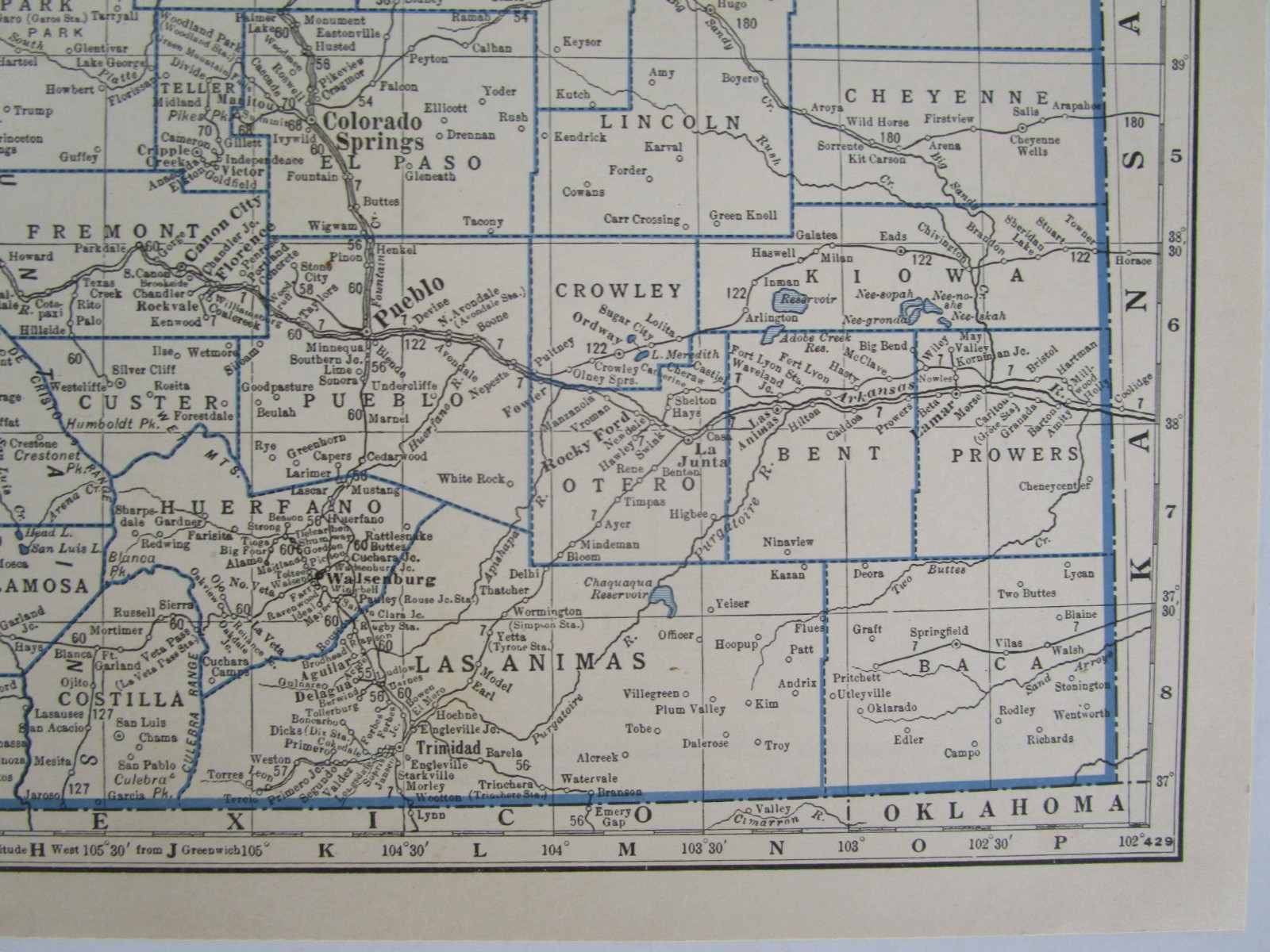 15% off. CO CT GREAT DEPRESSION era 1931 COLORADO RAILROAD Map or CONNECTICUT