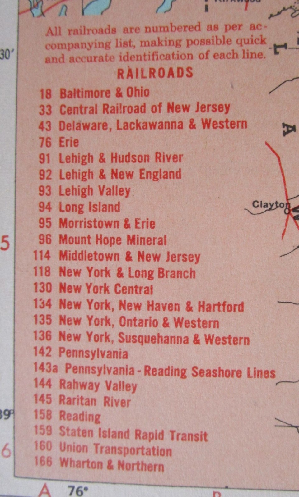 NJ NM 1951 NEW JERSEY RAILROAD Map. MORRISTOWN & ERIE RR ~or~ NEW MEXICO