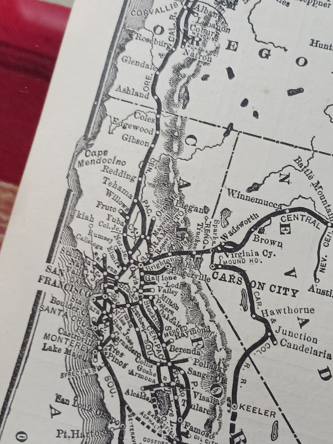 1905 Train Route Map SOUTHERN PACIFIC SYSTEM western USA all Lines Stations
