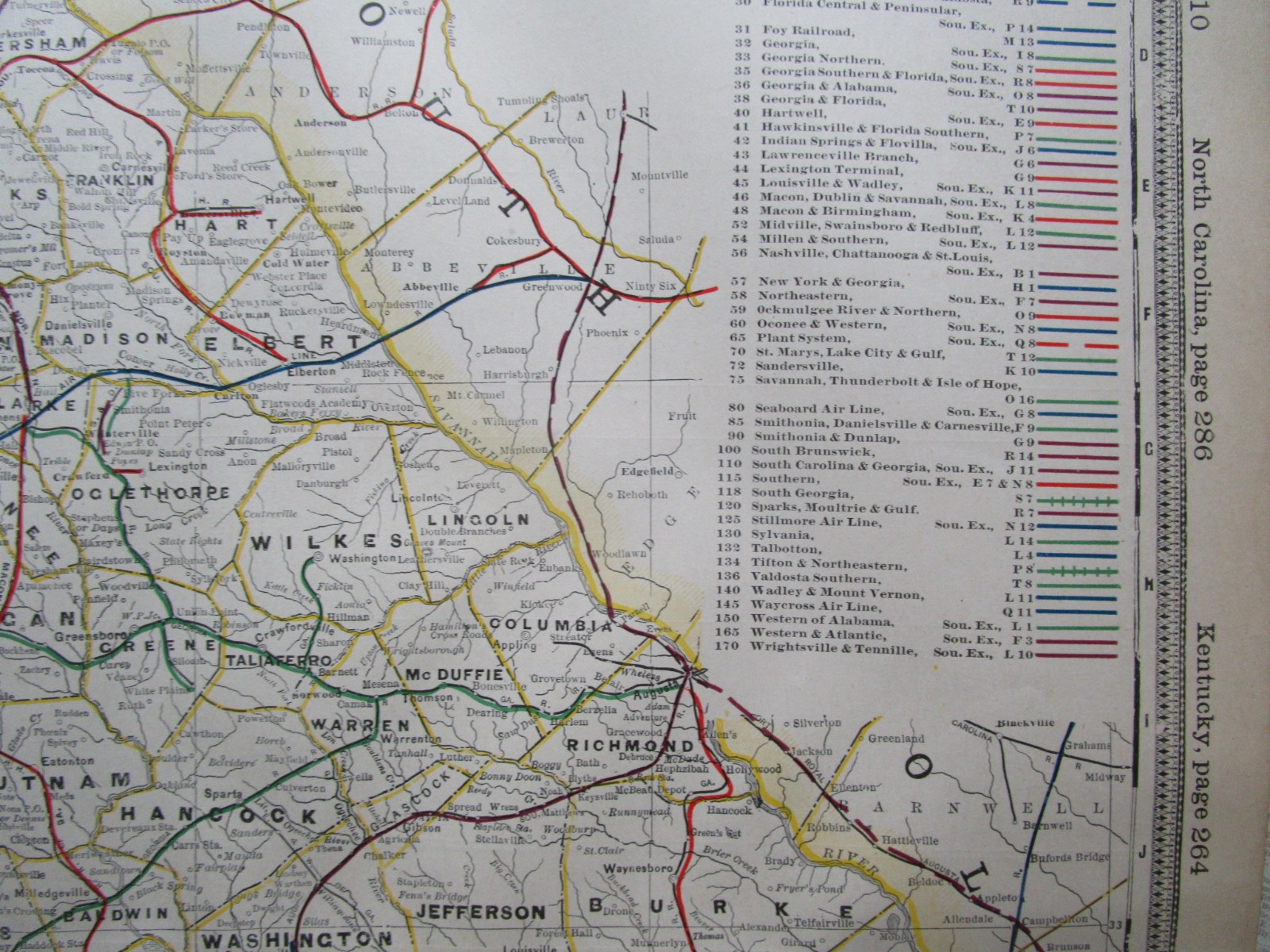 GA 1898 GEORGIA STEAM RAILROADs Map. SMITHONIA & DUNLOP RR, CUYLER & WOODBURN RR