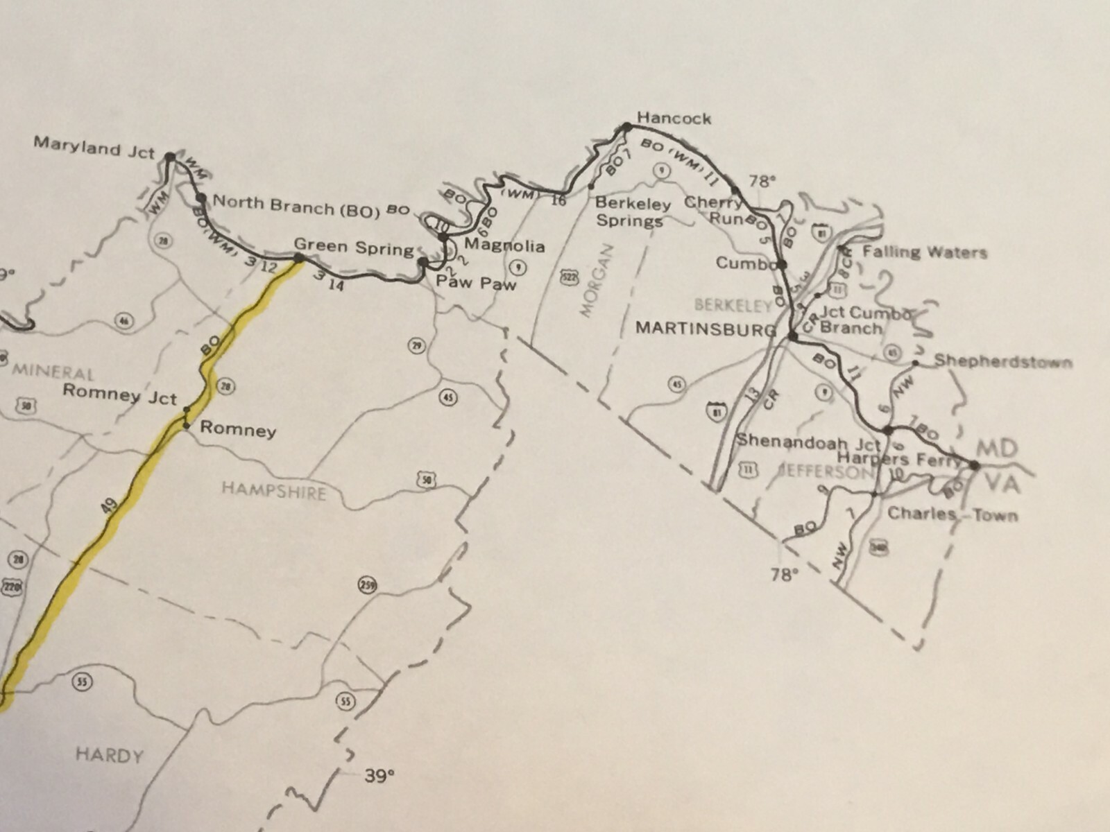 Vintage 1976 West Virginia Transportation Map●Federal Railroad Admin●11″x17″