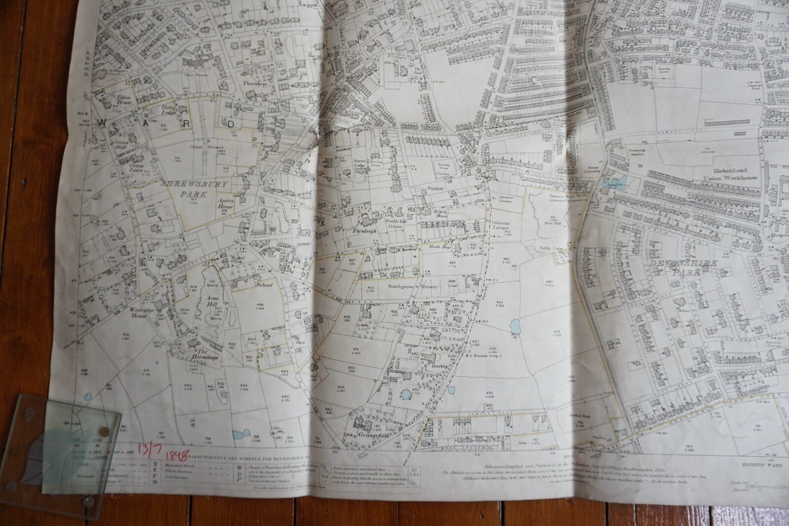 1898 Birkenhead GWR Linen OS Railway Map