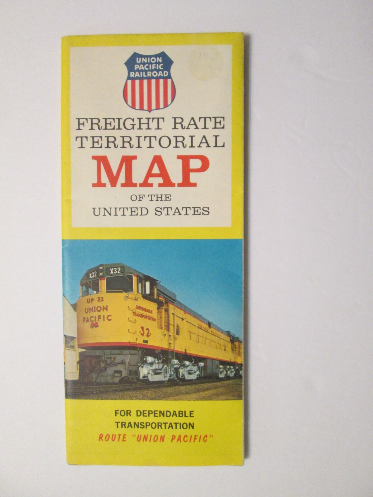 Union Pacific Railroad Freight Rate Territorial Map of the United States 1965