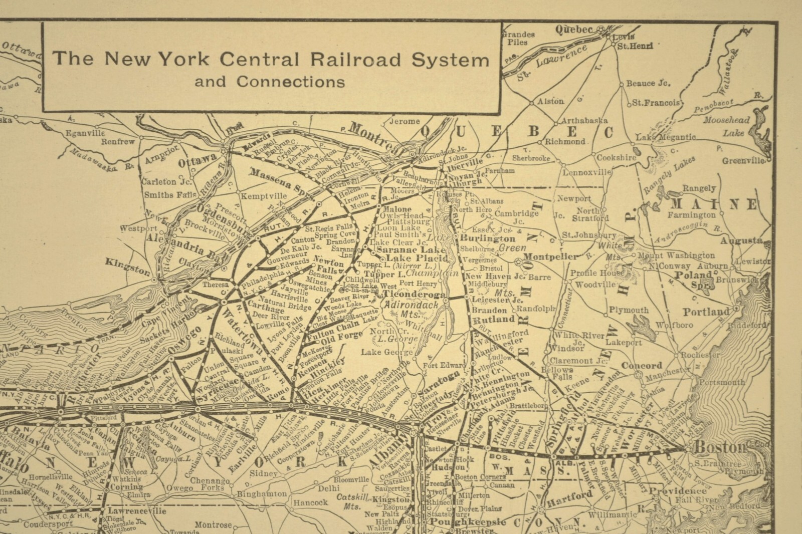 Vintage NEW YORK CENTRAL Railroad Map of NYC Railway Old Antique ca 1918