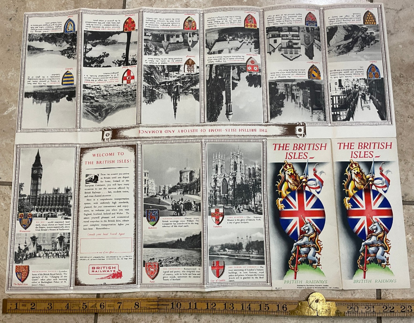 Vintage British Rail Map of the British Isles. Circa 1960s. Unfolded-24″ by 28″