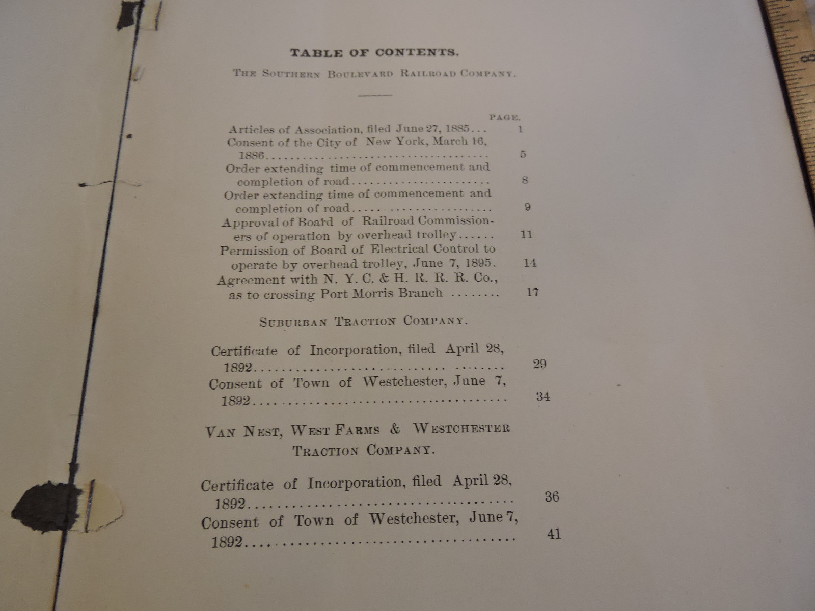 RARE 1903 New York City Central BRONX Westchester Trolley NYC&HRR Doc. 61-p.