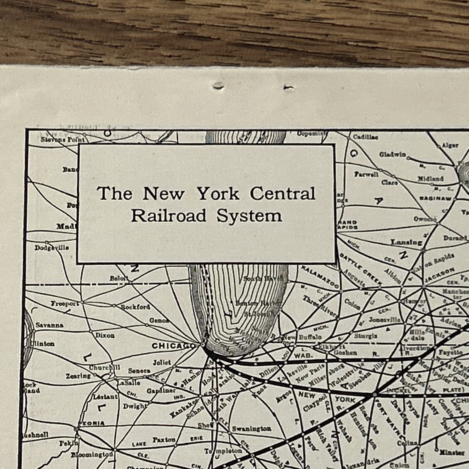 Antique 1917 Map New York Central + Norfolk & Western Railway Systems 15”x11”