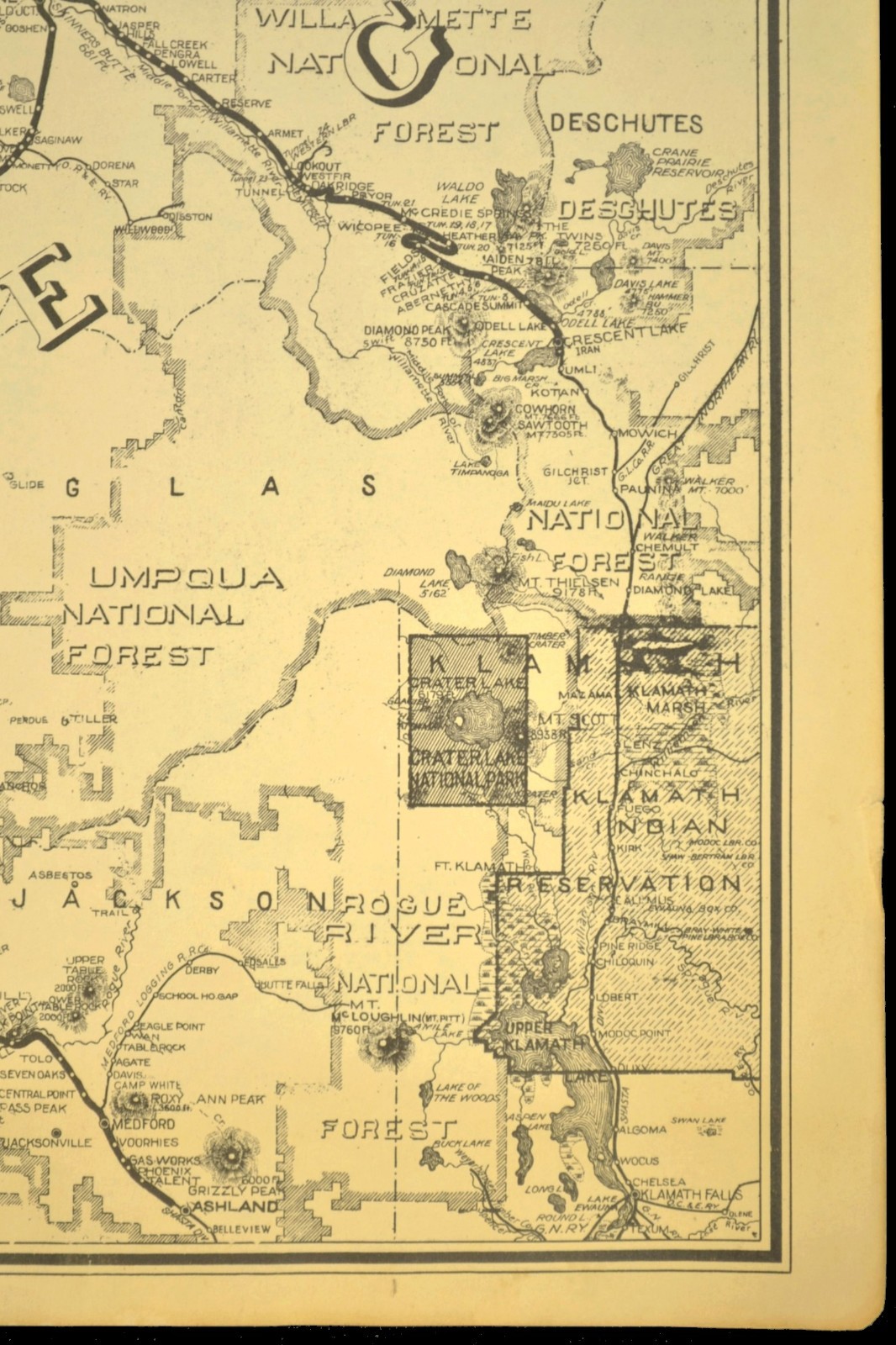 Southern Pacific Railroad Map Portland Division Red Electric Lines Shasta Route