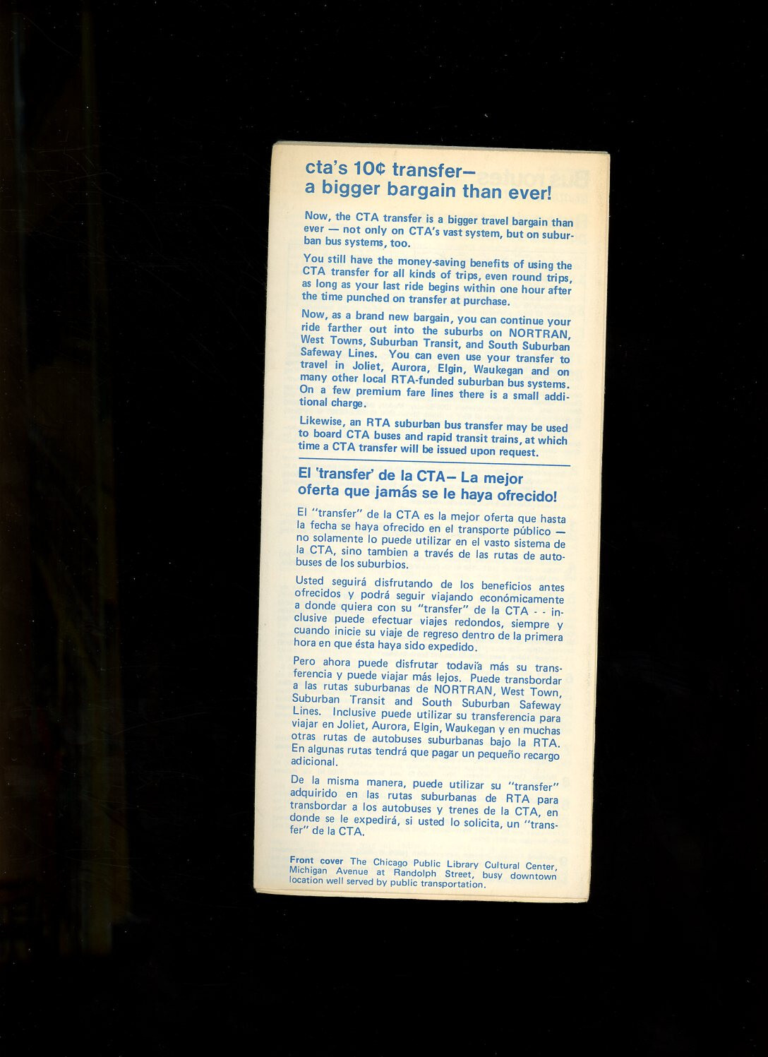 1977-78 Fall-Winter CHICAGO TRANSIT AUTHORITY CTA ROUTE MAP Train L Subway Bus