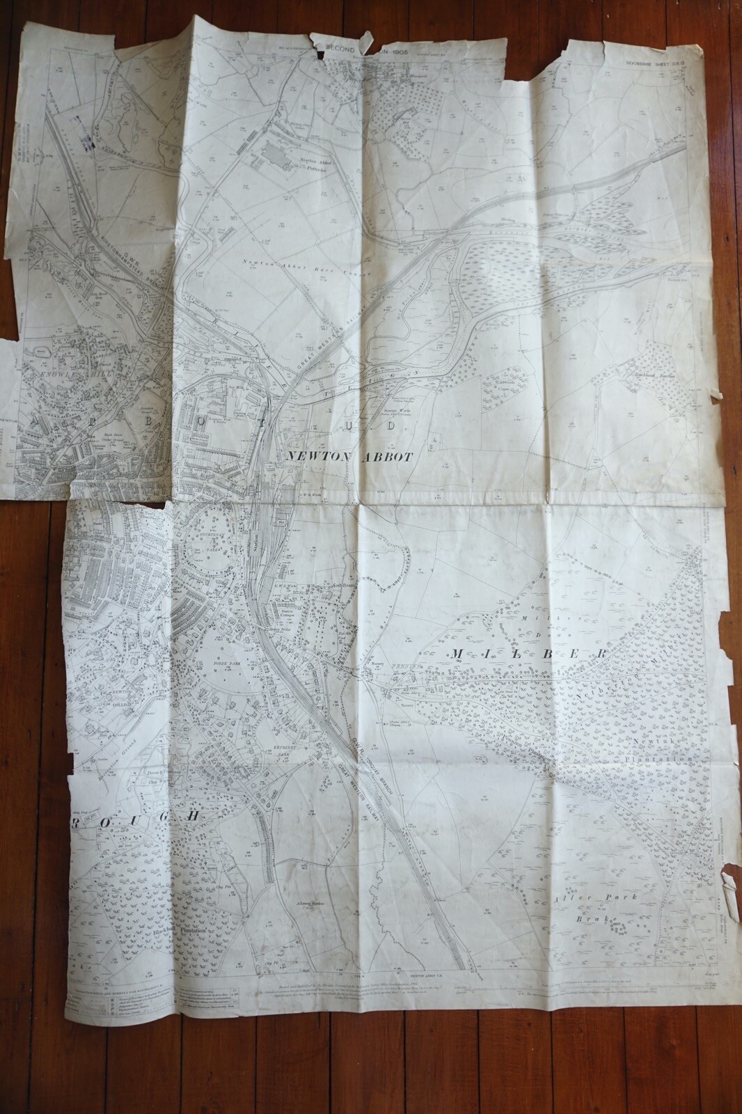 1905 Newton Abbot Torquay Branch Knowles Hill GWR Railway OS Railway Map