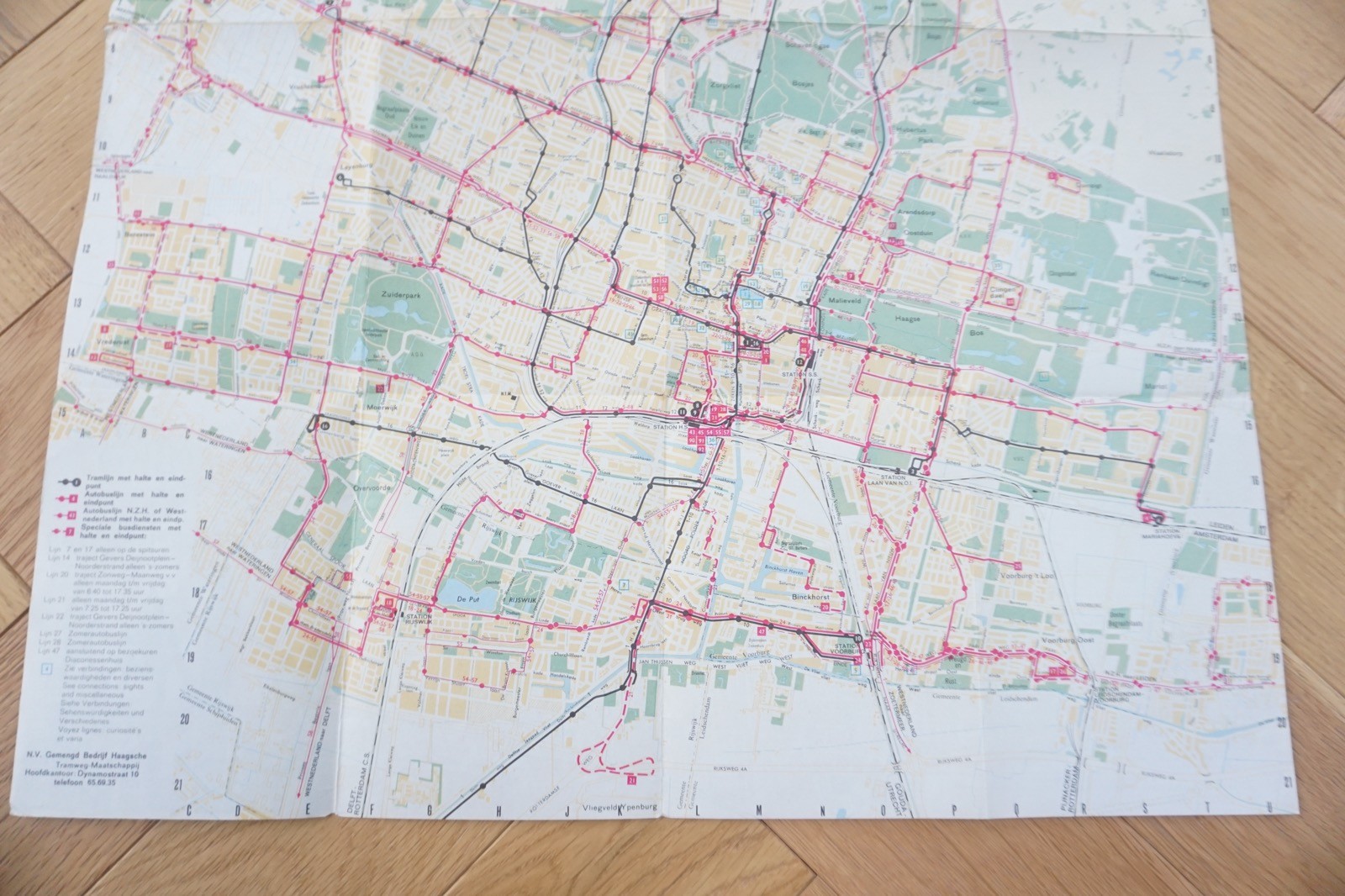 1969 HTM Gids Netherlands Railway Bus Tram Route Map