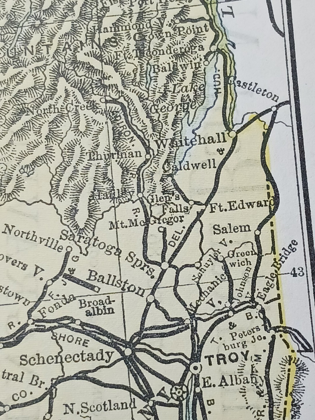 1897 Train Route Map NEW YORK NEW JERSEY all Railroad Lines Station Marked 9×11″