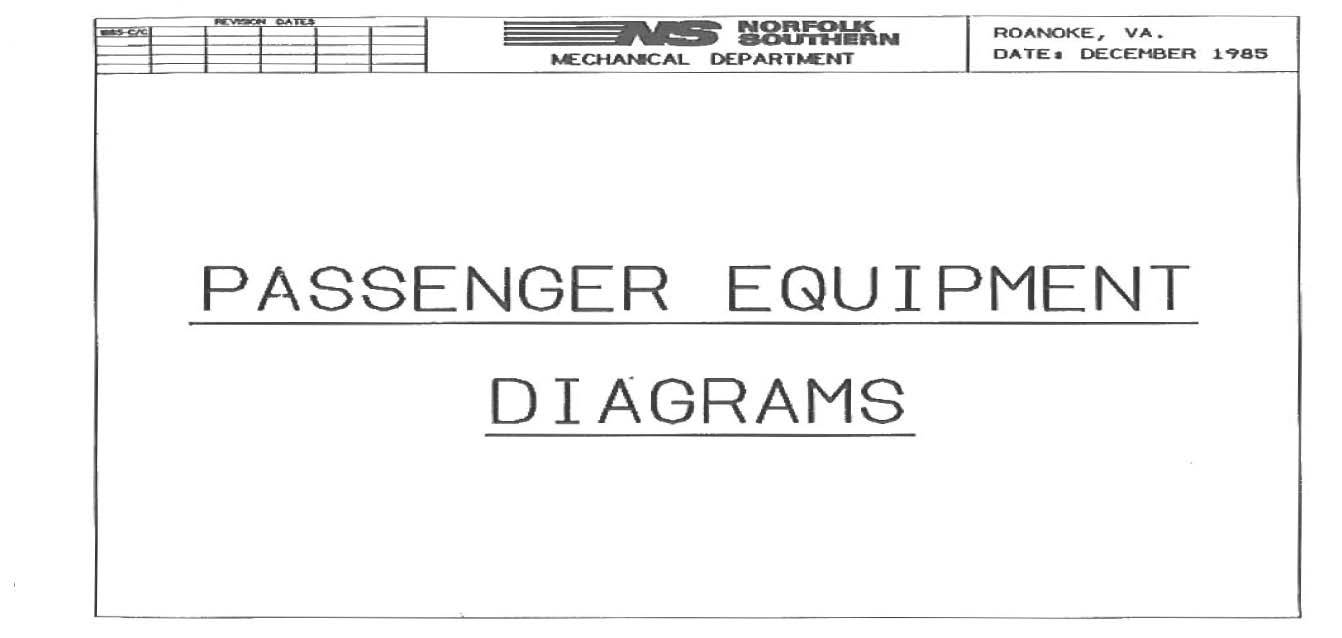 Norfolk Southern 1985 Passenger Equipment Diagrams and Data PDF Pages on DVD
