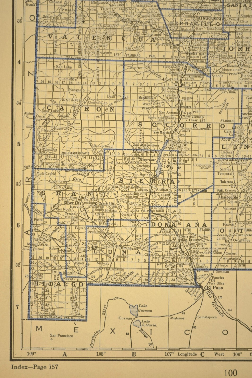 ca 1930 NEW MEXICO Railroad Map Depot Towns Santa Fe Historic Original Atlas Map
