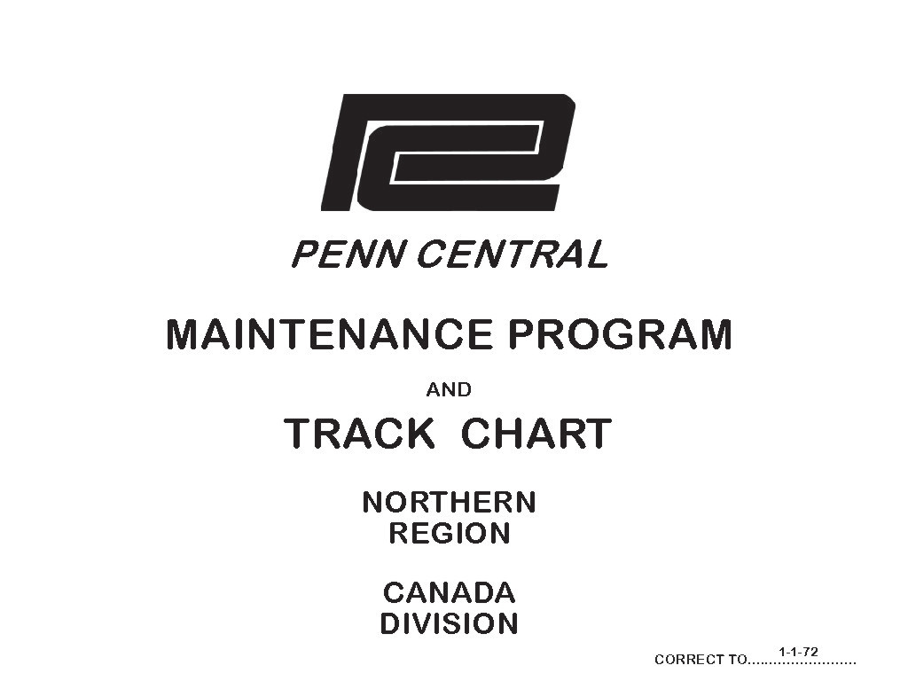 Penn Central 1972 Canada Division – Northern Region Track Chart PDF Pages on DVD