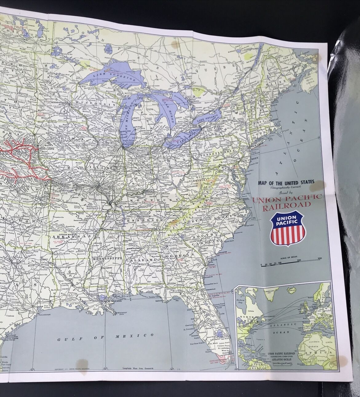 Vintage 1971 Union Pacific Railroad UP Folding Map of USA