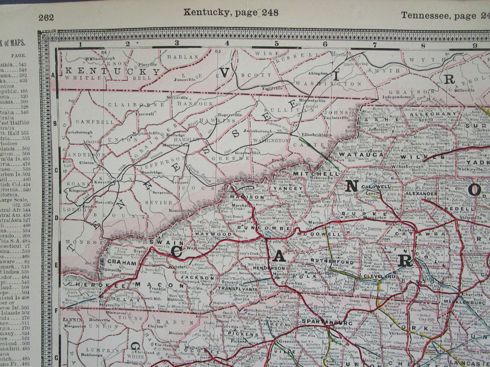 NC SC 1897 NORTH / SOUTH CAROLINA Cram RAILROAD Map. RED SPRINGS & BOWMORE RR