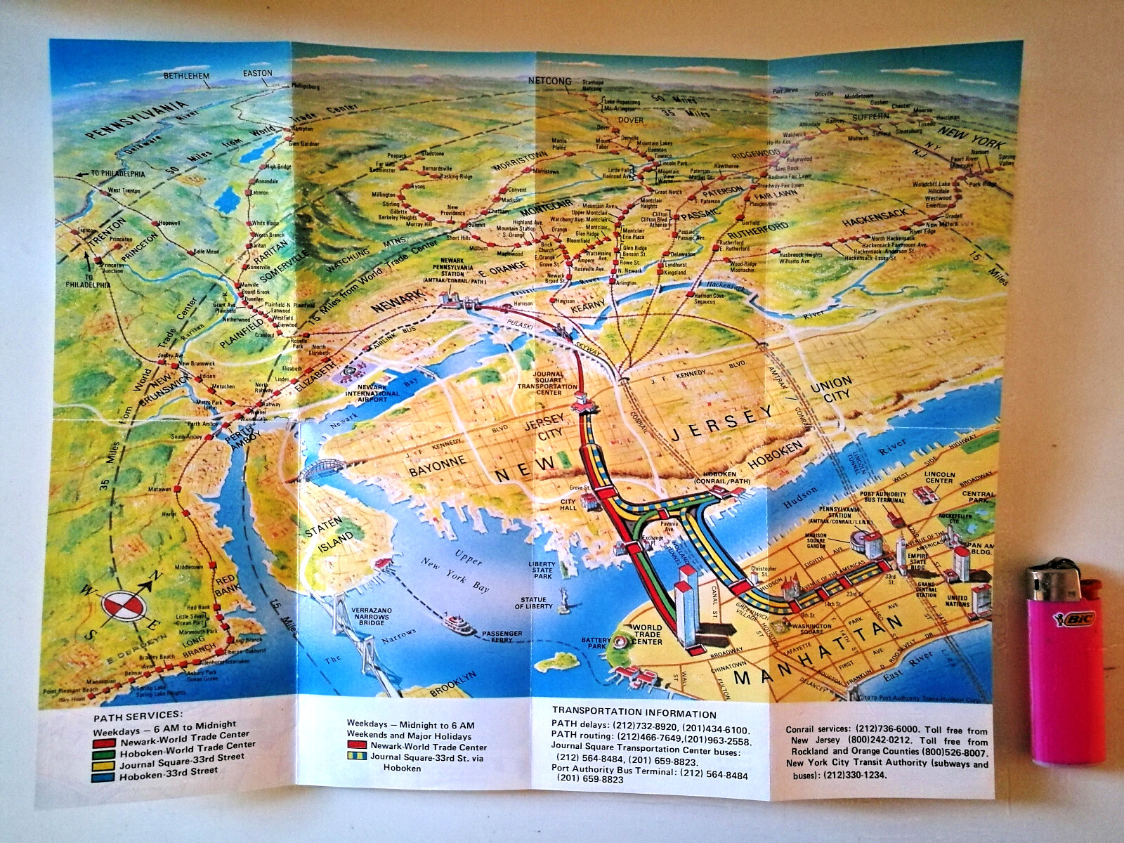Vintage USA Railway Map of 1979 – New York rail connection with New Jersey