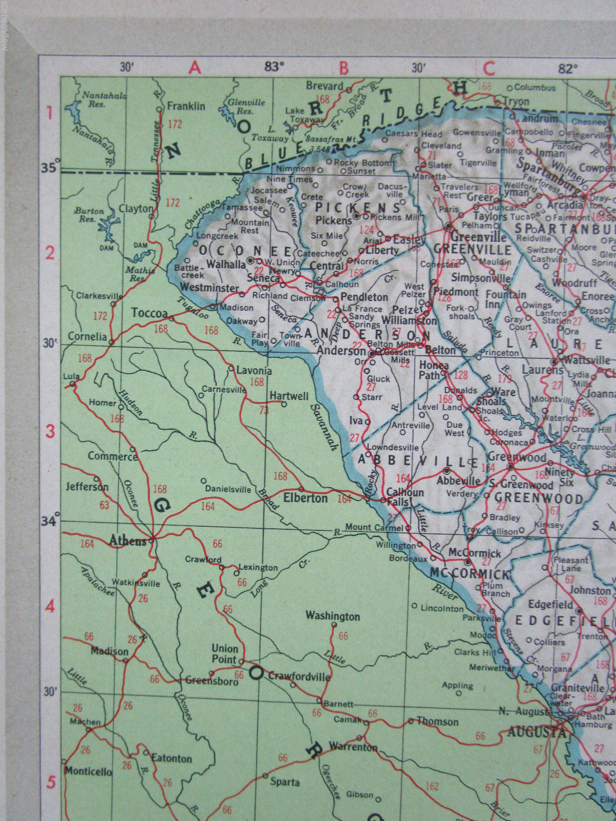 SC PA Vtg 1951 SOUTH CAROLINA RAILROAD MAP. PENNSYLVANIA 1950s Mid Century RR