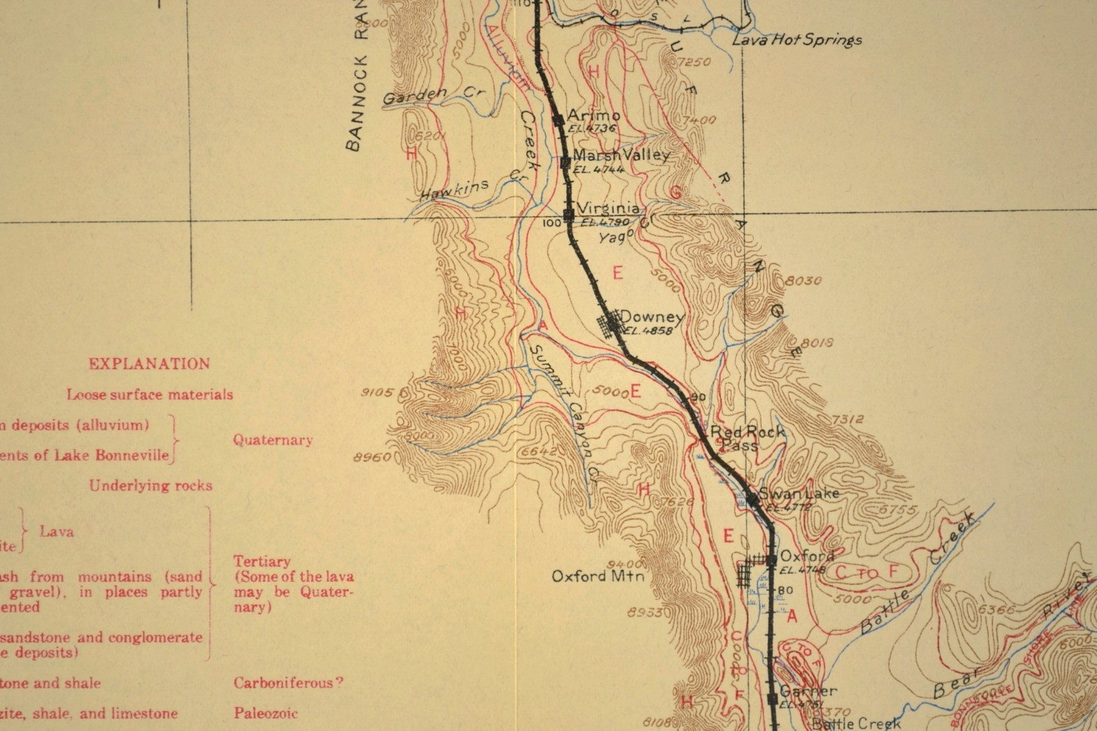 1915 Antique Union Pacific Railroad Map Pocatello Idaho Fort Hall Reservation